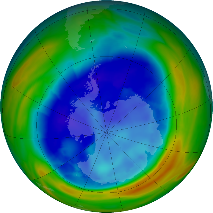 Antarctic ozone map for 24 August 2005